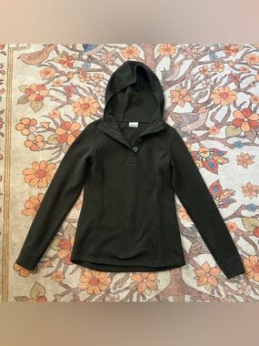 Women's Hooded Cowl Neck Pullover Sweater - Dark Olive